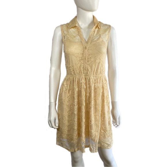 No Boundaries Khaki Lace Sleeveless Layered Dress - Picture 1 of 7